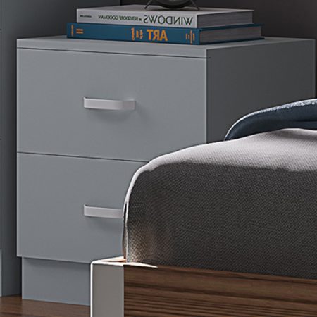 Tunis 2 Drawer Bedside Table Matt Grey - Image 2