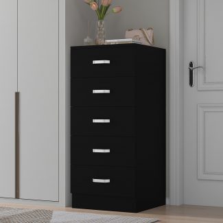 Tunis 5 Drawer Tall Chest Of Drawers - Matt Black