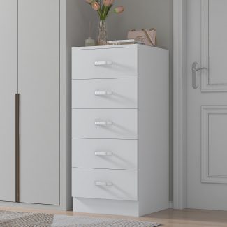 Tunis 5 Drawer Tall Chest Of Drawers - Matt White